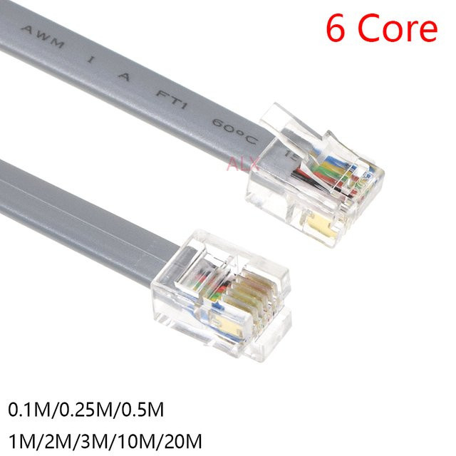 Graues 6-adriges DIY Verbindungskabel mit RJ11 Stecker für NXT EV3 Roboter-Spielzeug und Telefonmodule 6P6C 6-polig - Bild 1