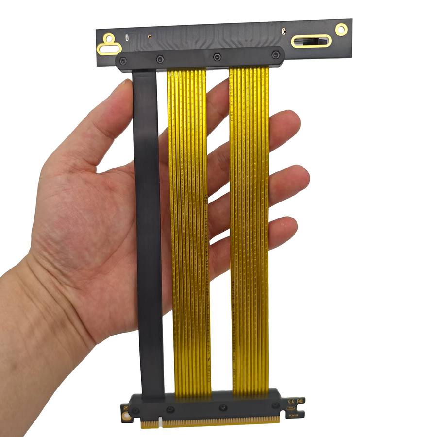 PCI-E 5.0 X16 Riser-Kabel in Schwarz, 90-Grad-Steckplatz mit 128 GB/s für vertikale GPU-Installation in ITX-Systemen, Länge: 20 cm - Bild 6