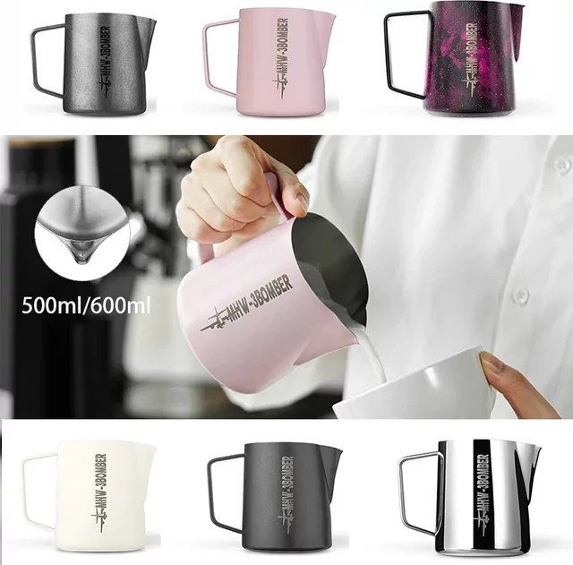 MHW-3BOMBER Barista Milchaufschäumkanne Bomber Pitcher aus Edelstahl in Silber, 500 ml oder 600 ml - Bild 1