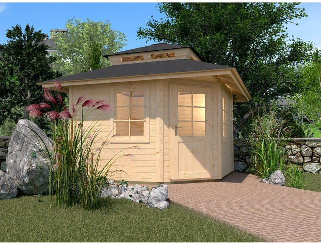 WEKA Gartenhaus 149 5-Eck aus Massivholz in Beige mit Zeltdach, B/H/T: 318 x 301 x 238 cm - Bild 1