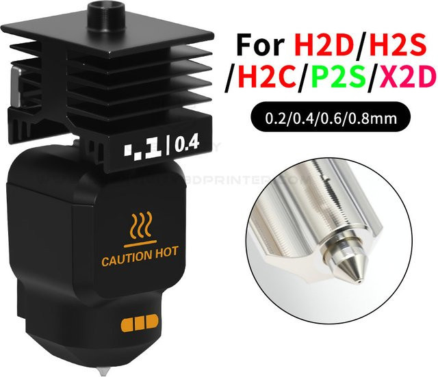 Bambu Lab X2D P2S Standard-Hotend mit integrierter Düse für FDM-Drucker in Schwarz (0,2/0,4/0,6/0,8 mm) - Bild 1