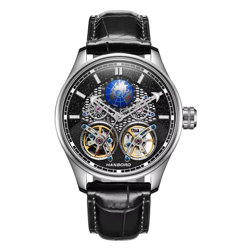 HANBORO Armbanduhr Automatik, Edelstahl, Silber, Herren - Bild 3