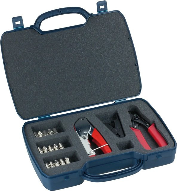 Schwaiger F-Verpressstecker Montageset im blauen Kunststoffkoffer - Bild 1