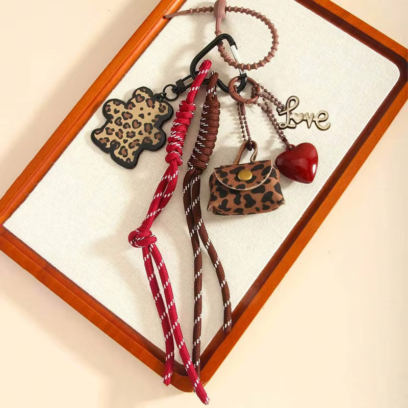 Yogodlns Schlüsselanhänger, Quasten, Leopardenmuster, Leder, PVC-Legierung - Bild 3