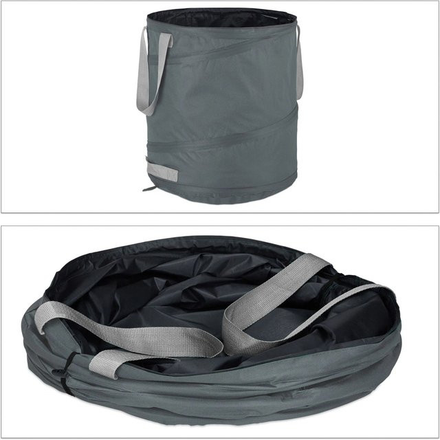 Relaxdays Laubsack 3er Set aus Polyester in Grau, selbststehend und faltbar, B/T/H: 47 x 46 x 85 cm - Bild 1