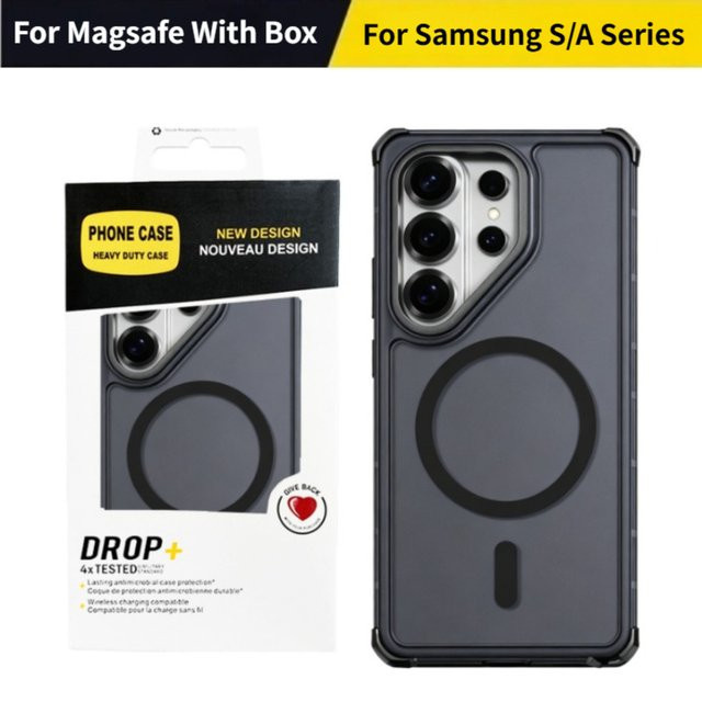 Transparente magnetische Schutzhülle für Samsung Galaxy S26 FE Ultra S25 S24 S23 A57 A37 A27 A17 A07 mit Panzerung und kabelloser Ladefunktion in Schwarz und Matt - Bild 1