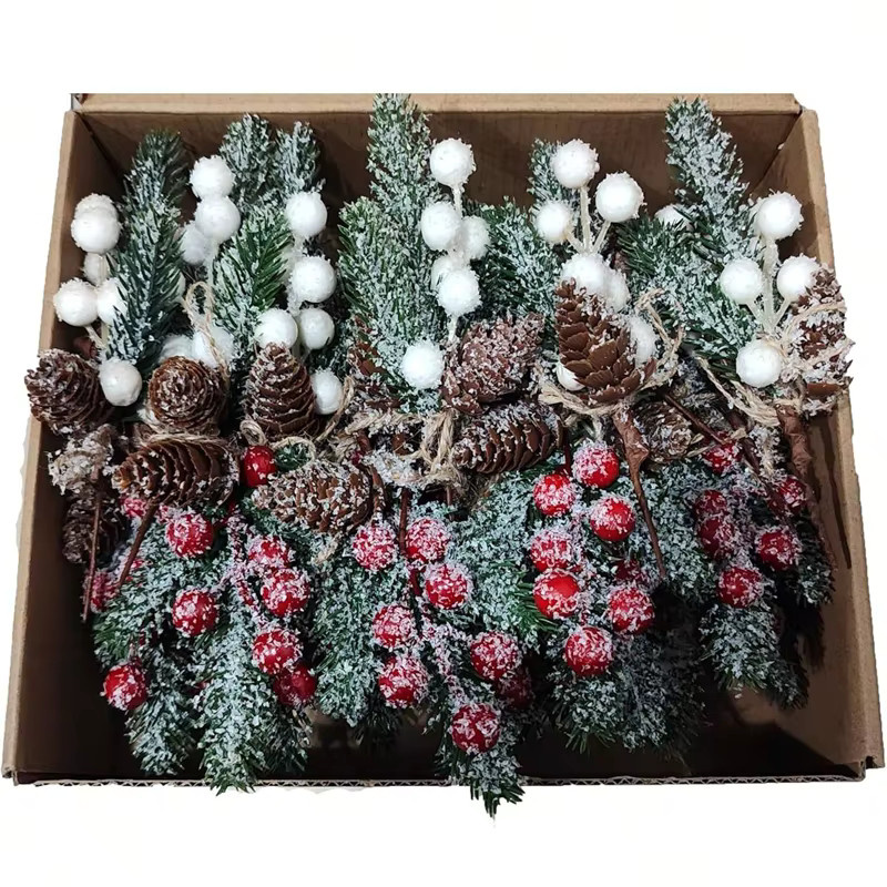 Künstliche Pflanzen mit roten Früchten für Weihnachts-, Neujahrs- und Hochzeitsdekoration, 3 bis 5 Stück, Tischdekoration für Haus und Garten - Bild 3