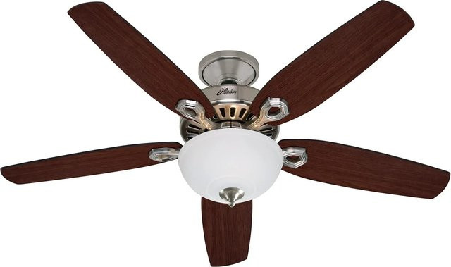 HUNTER FANS Deckenventilator Builder Deluxe in Nickel gebürstet mit Beleuchtung und Zugketten, Durchmesser: 132 cm - Bild 1
