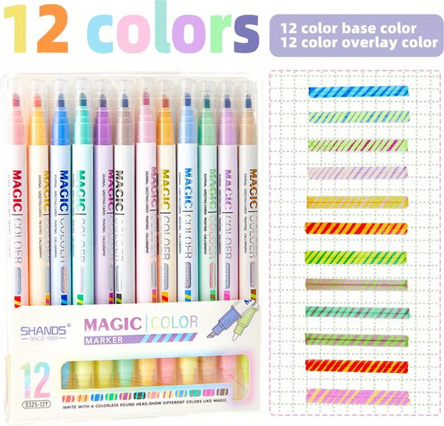 Magische farbwechselnde Textmarker in Multicolour für Tagebücher und Notizbücher - Bild 1