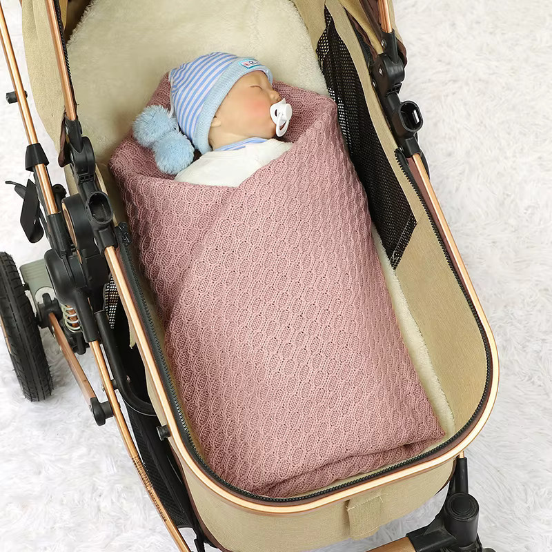 Mimixiong Babydecke gestrickt in Pink für Neugeborene und Kleinkinder - Bild 2