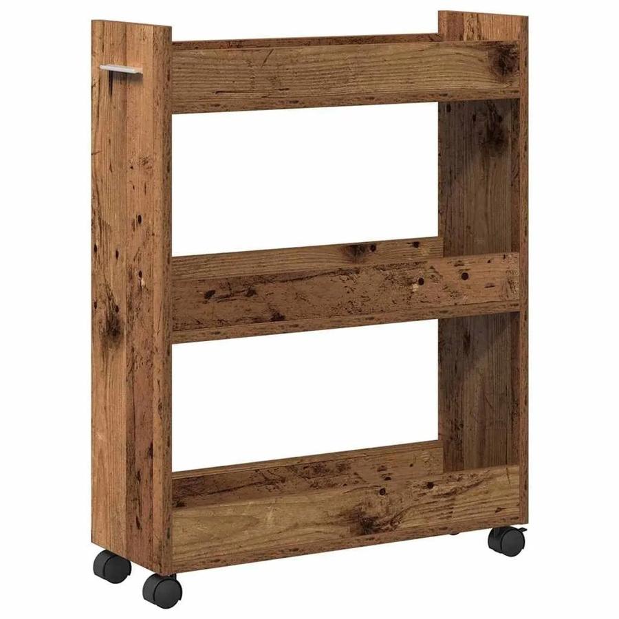 vidaXL Schrank mit Rollen aus Altholz in Braun, B/T/H: 60 x 22 x 79 cm - Bild 2