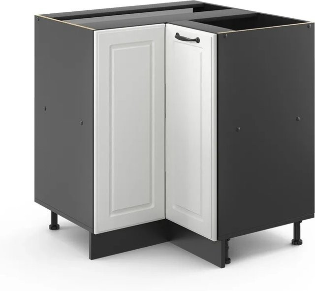 Vicco Eckunterschrank R-Line Küche Landhaus Weiß Anthrazit ohne Arbeitsplatte - Bild 1
