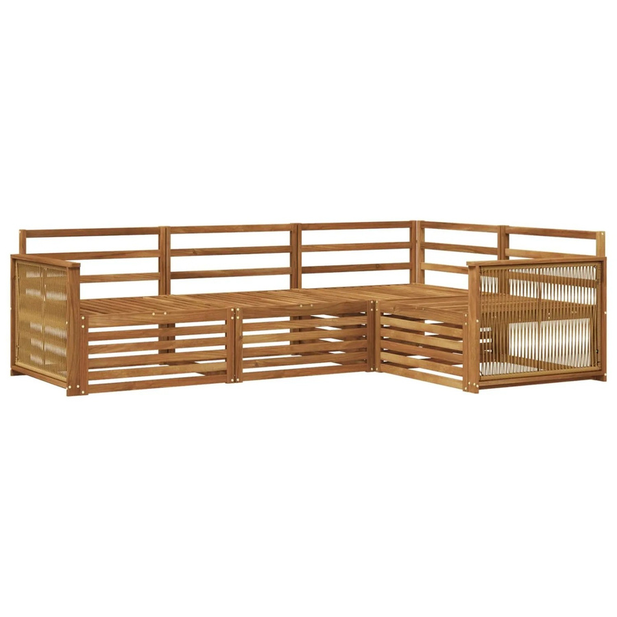 vidaXL Outdoor-Sofagarnitur aus Massivholz Akazie in Natur Braun, L-Form mit 4 Teilen im Latten-Design - Bild 2