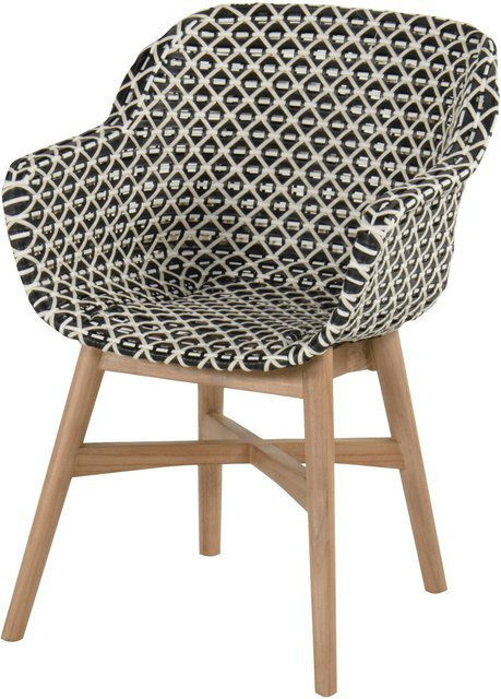 Hartman Delphine Armlehnensessel aus Teak und Geflecht in Schwarz/Weiß, B/T/H: 63 x 61 x 84 cm - Bild 1