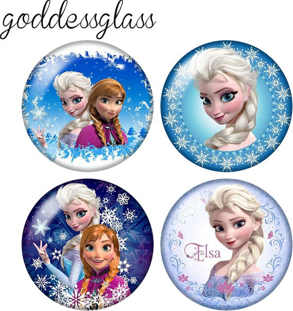 MINISO Foto-Glascabochons, Winter-Schneeprinzessin Elsa Anna Olaf, 12mm/18mm/20mm - Bild 1