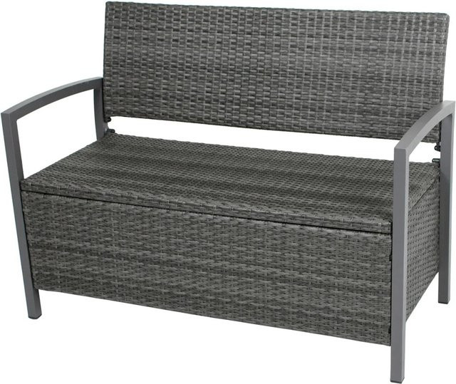 Garden Pleasure Gartenbank Ferrara 2-Sitzer aus Polyrattan in Grau mit Armlehnen, B/H/T: 118 x 86 x 58 cm - Bild 1