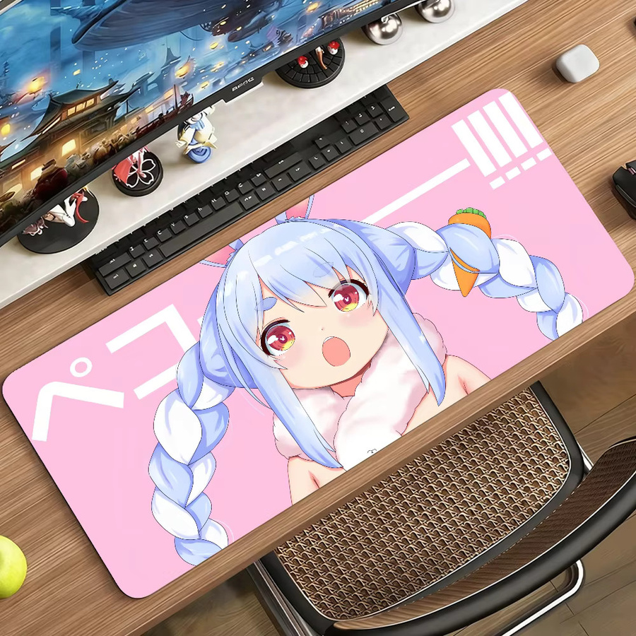 V-Usada Pekora Mauspad aus Gummi, rutschfeste Schreibtischunterlage für Gamer und Computer-Nutzer - Bild 3