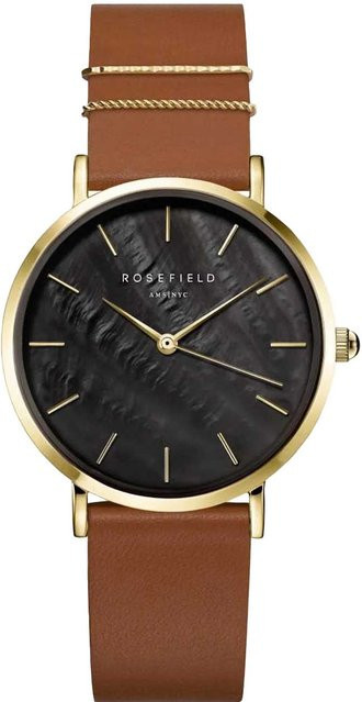 Rosefield Armbanduhr West Village, Quarz, Leder, Schwarz, Roségold, 33 mm, Damen - Bild 1
