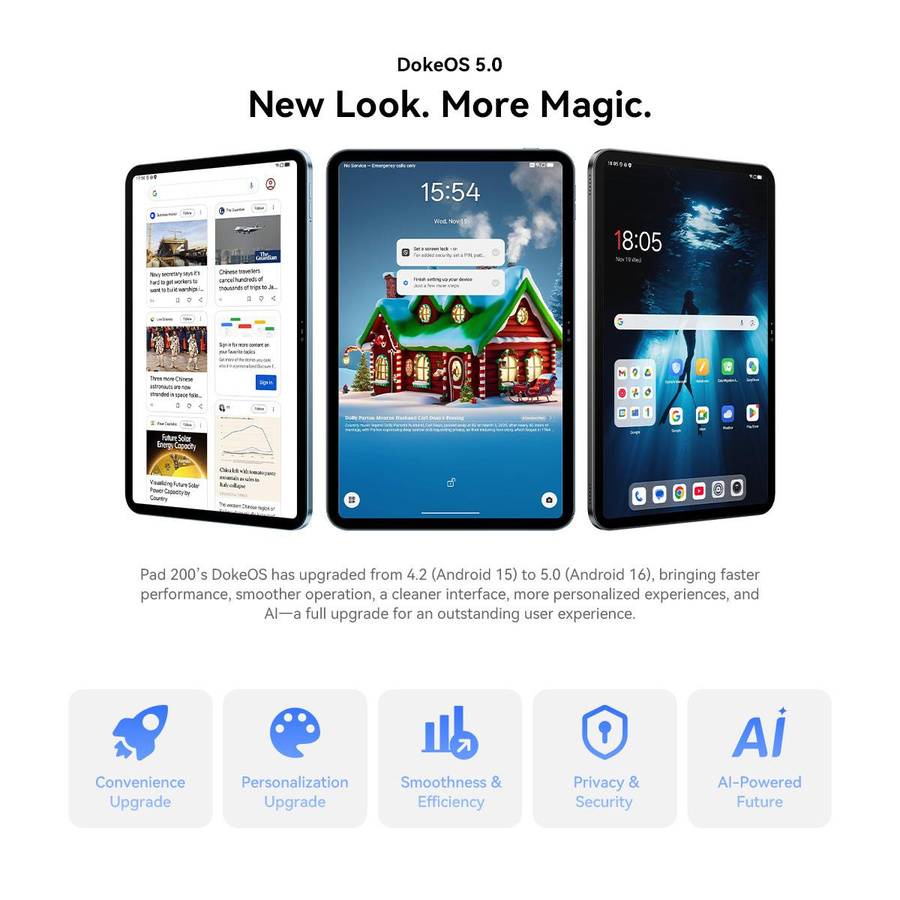 OSCAL Pad 200 Tablet mit 13,4 Zoll Full-HD+ Display, Android 16, 256GB ROM, 24GB RAM, grau - Bild 6