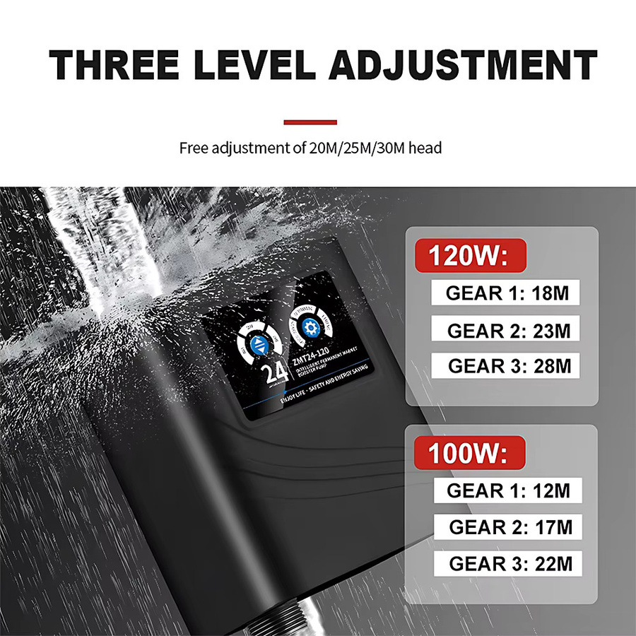 xmshxltd Boost Wasserpumpe für Dusche und Haushalt mit Timed Boost Funktion, DC24V, Durchfluss: 38/42L/min, Kopf: 22/28m, Leistung: 100/120W, DN20 - Bild 4