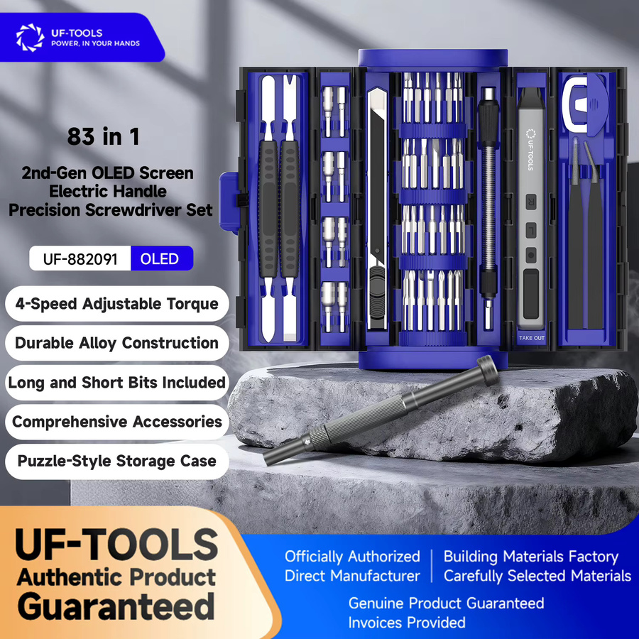 UF·TOOLS 83 in 1 Akku-Elektroschrauber-Set in Grau mit wiederaufladbarem Akku und 4 einstellbaren Stufen für präzise Arbeiten an iPhone, Uhr, Kamera und PC - Bild 4