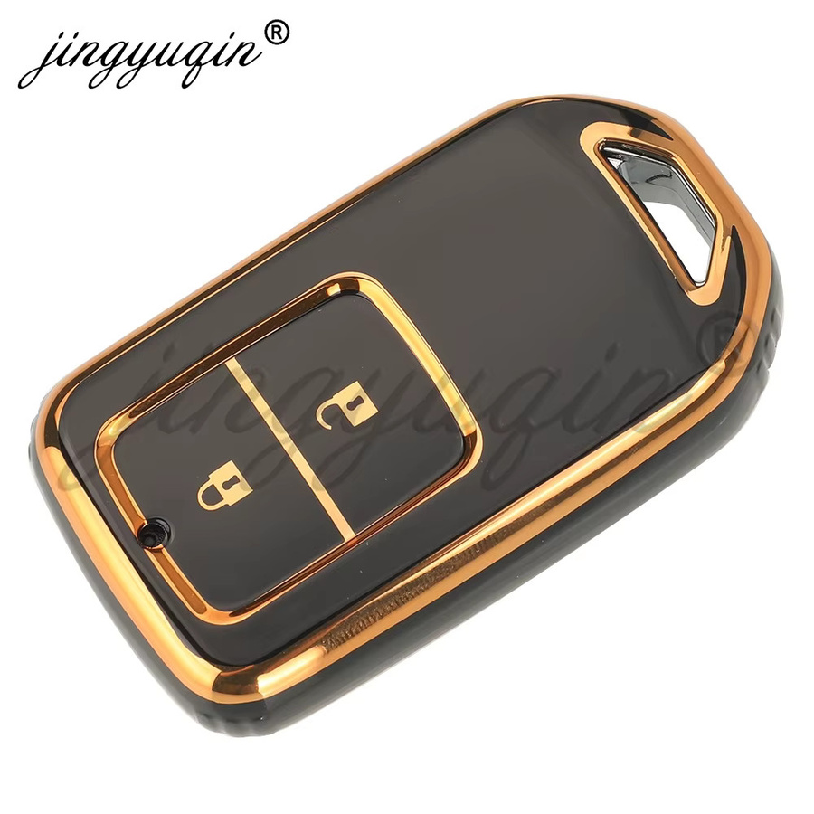 Jingyuqin TPU Auto Fernbedienung Schlüsselhülle für Honda CR-V, Civic, Accord, HR-V, City, Odyssey, XR-V in Schwarz - Bild 2