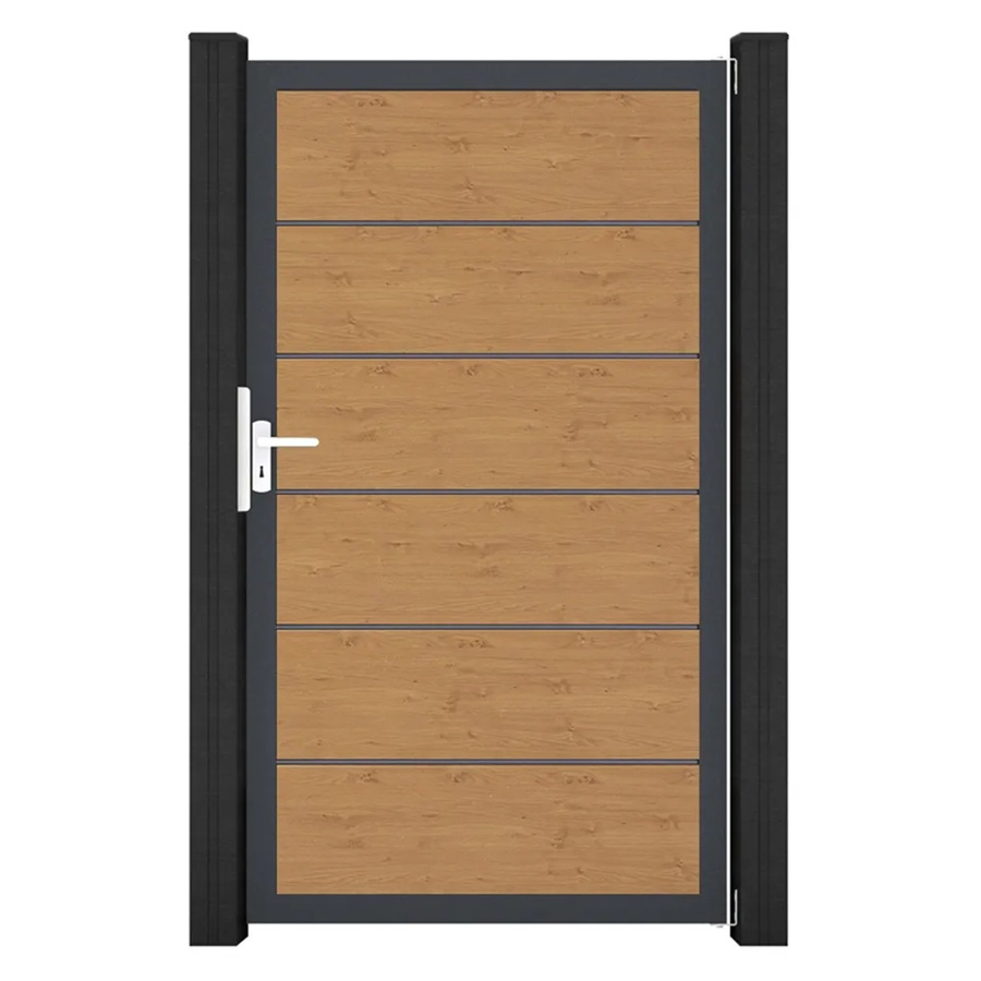 GroJa Tor 1-flg. Basicline Premium in Asteiche Natur mit Rahmen DB703, Breite: 100 cm, Höhe: 180 cm - Bild 2