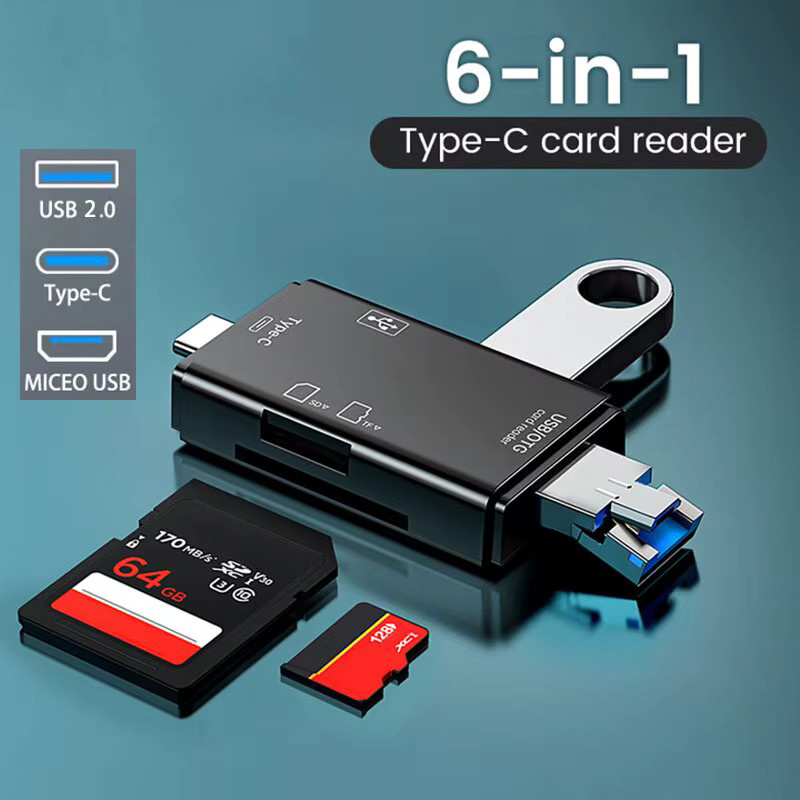 Tutew 6-in-1 Multifunktions OTG SD-Kartenleser USB 2.0 Typ C für TF und SD Karten, Weiß - Bild 2
