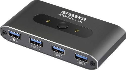 SpeaKa Professional 2 Port USB 3.2 Gen 1 Umschalter mit USB-A und USB-C in Grau - Bild 1