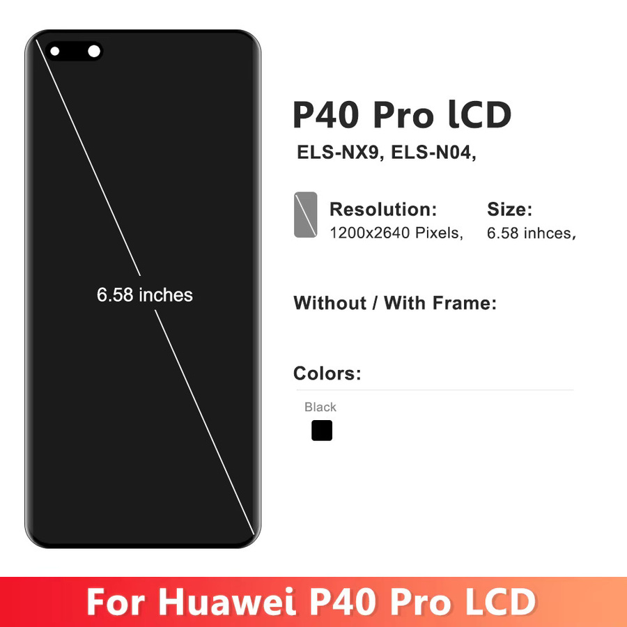 Huawei P40 Pro LCD-Display Ersatz mit Rahmen und Fingerabdruck-Funktion, 6,58 Zoll, Schwarz - Bild 2