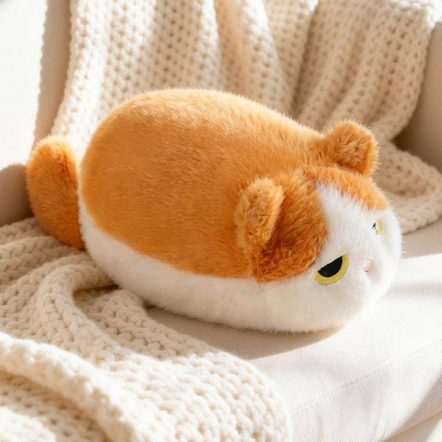 Yiran Health & Beauty Kawaii Cartoon Katze Plüschtier, Orange, Braun, 17cm - Bild 1