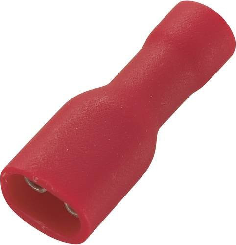 TRU Components Flachsteckhülse 1566938, Rot, 50 Stück, Steckbreite: 4,8 mm, Steckdicke: 0,5 mm, 180° Vollisoliert - Bild 1