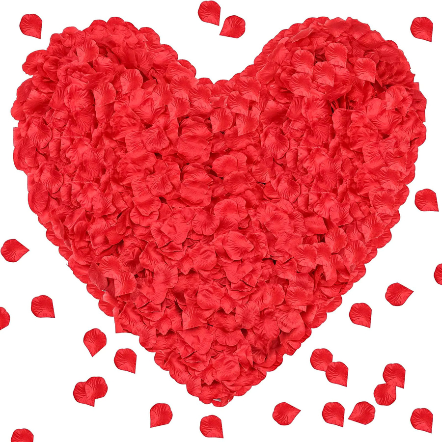 1000 Stück künstliche Rosenblätter aus Seide in Rot für Hochzeiten, Valentinstag und Dekorationen - Bild 5