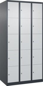 C+P Schließfachschrank Classic PLUS mit 3 Abteilen, Anthrazit und Lichtgrau, B/T/H: 90 x 50 x 185 cm - Bild 1