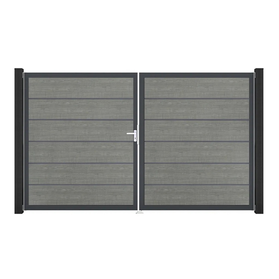 GroJa Tor Basicline Premium 2-flügelig Grey Ash Cut Rahmen B: 306 cm, H: 180 cm, DIN Rechts - Bild 2