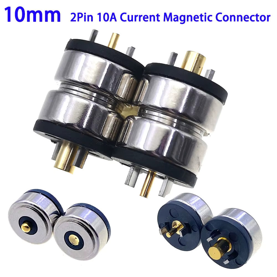 HBXINTAO Magnetische Pogo-Pin-Steckverbinder 2-polig, männlich/weiblich, 10A 2A 5V DC Stromladeanschluss, Farbe: Silber - Bild 2