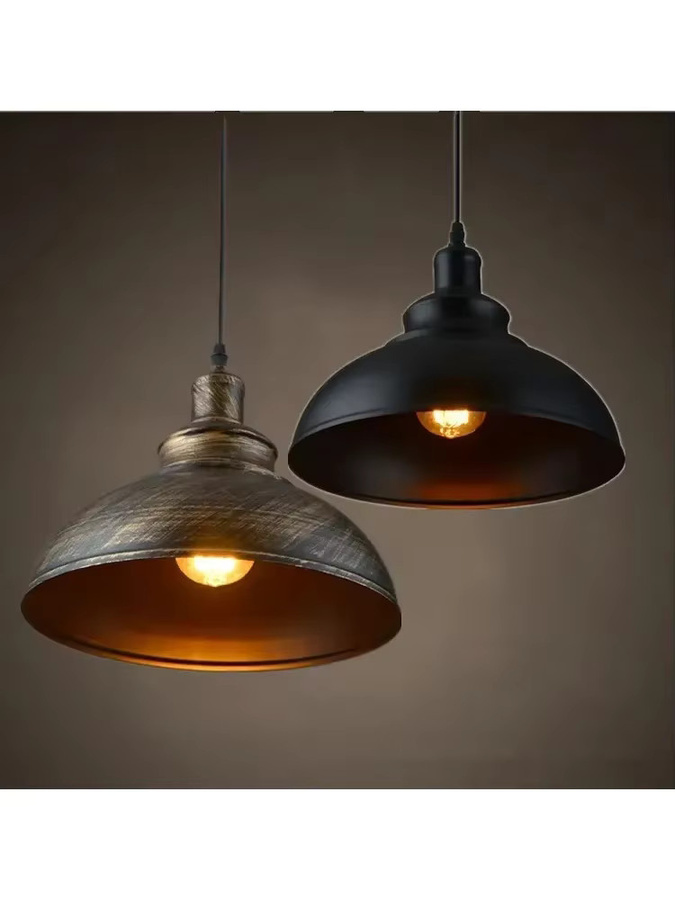 JOYINLED Single Head E27 Industrielle Pendelleuchte im Retro Vintage Design, Schwarz Silber Kupfer Metall Deckenleuchte - Bild 4