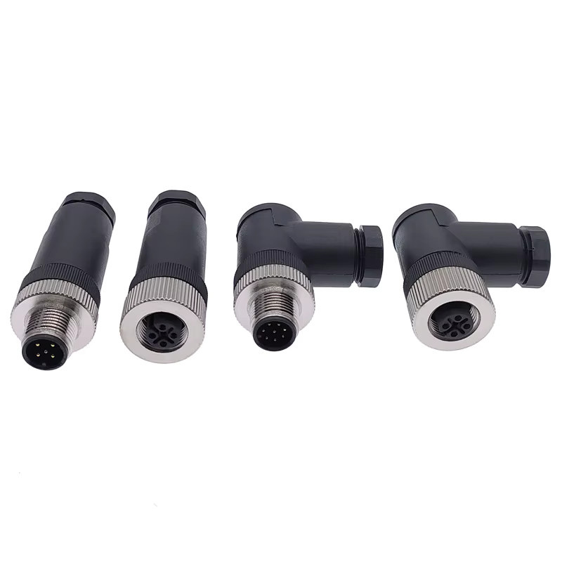CNMAWAY Sensorstecker M12 Wasserdichter Stecker und Buchse in Schwarz mit Gerade und Winkel sowie Gewindeanschluss für 4 5 oder 8 Pin Typ A - Bild 2