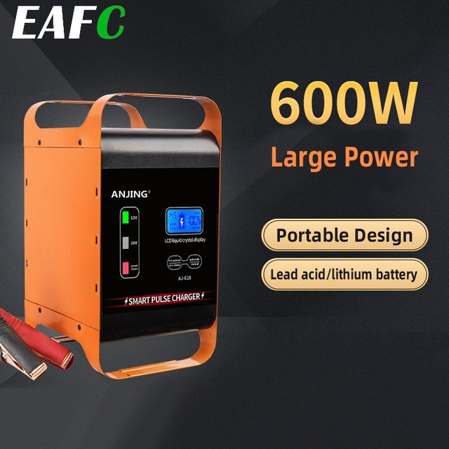 EAFC Autoladegerät 12V-24V High Power 600W mit LCD-Display für SUV und LKW, Orange - Bild 1