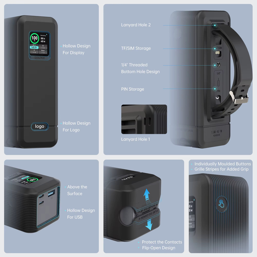Anker Silikonhülle für Prime Power Bank in Schwarz mit TF/SIM-Karten- und PIN-Aufbewahrung - Bild 2