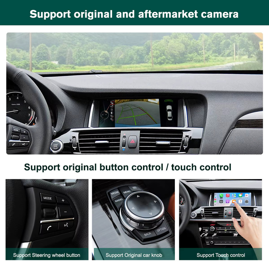 AUTOABC Drahtloser CarPlay und Android Auto Mirror Link Decoder für BMW X3 F25 G01 NBT/CIC System mit OEM und Aftermarket Kamera Unterstützung in Schwarz - Bild 4
