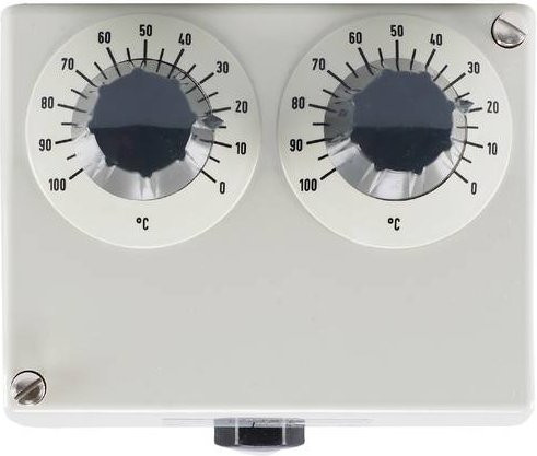Jumo Doppelthermostat 60000486 in Weiß mit Messing - Bild 1