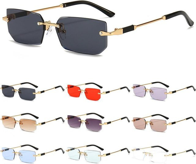 Randlose Sonnenbrille, rechteckig, Metall, Unisex - Bild 1