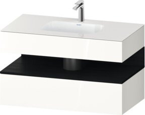 Duravit Qatego Einbauwaschtisch-Möbel-Set in Weiß und Schwarz Hochglanz, B/T/H: 100 x 55 x 60 cm - Bild 1