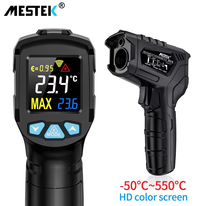 MESTEK Digitales Infrarot-Thermometer Laser-Temperaturmessgerät mit Pyrometer und Hygrometer in Schwarz - Bild 5