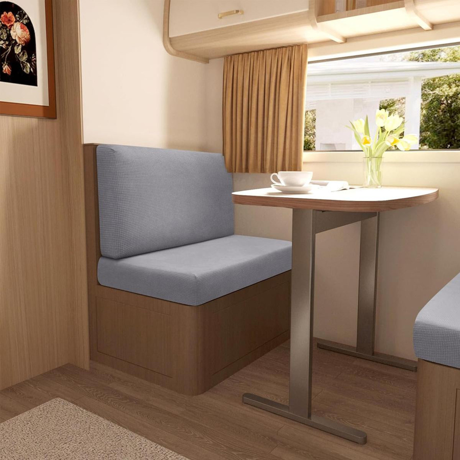Wohnmobil-Dinette-Kissen Bezug Set aus Jacquard-Polyester, 1 Rückenlehnenbezug und 1 Bankbezug für Zweisitzer, Schwarz - Bild 3