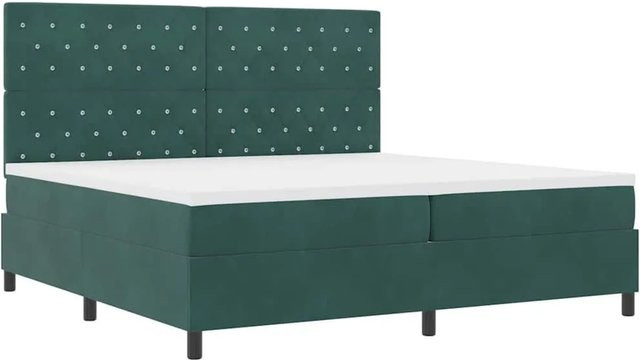 vidaXL LED Boxspringbett mit Matratze Dunkelgrün B/T/H: 200 x 200 x 280 cm - Bild 1