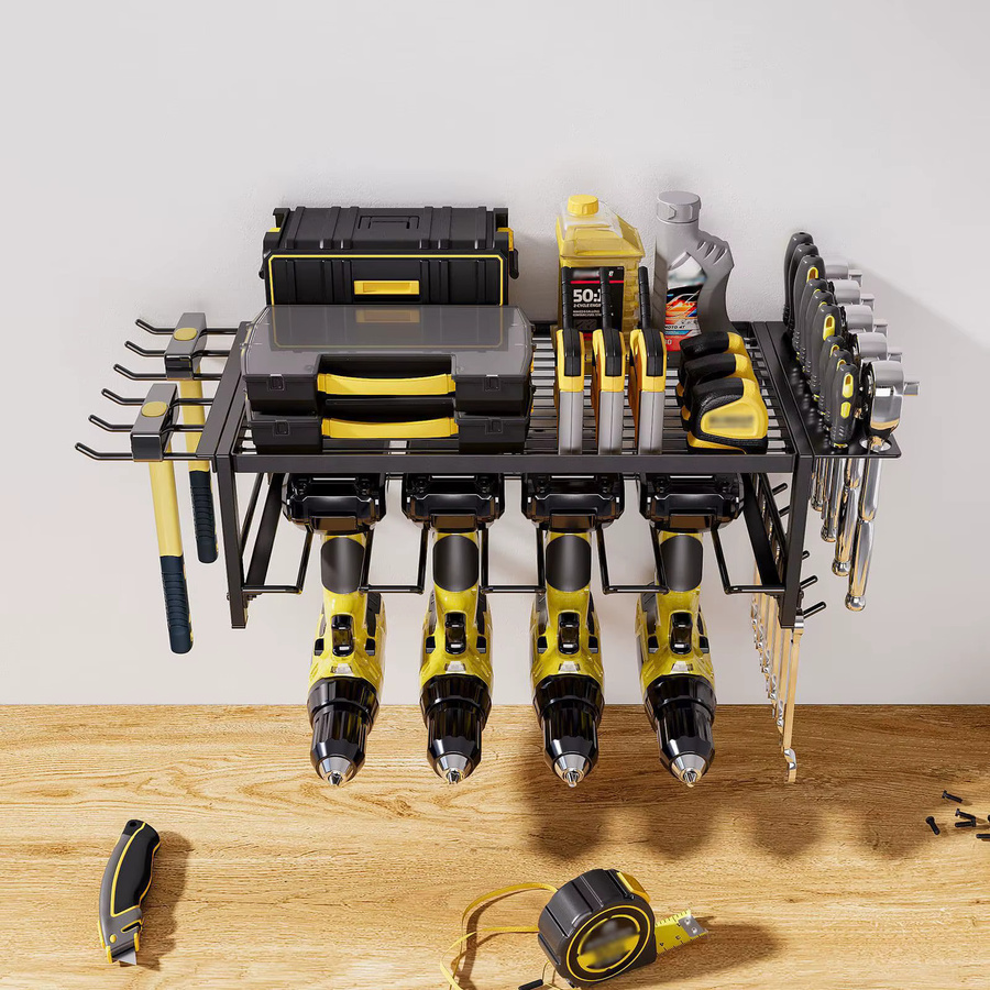 HiMISS Handwerkzeug-Organizer in Schwarz, wandmontierter Werkzeugschrank und Bohrmaschinenhalter für Werkstatt und Garage - Bild 2