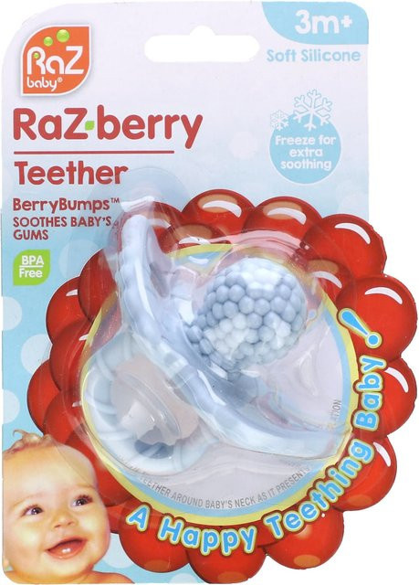 RaZbaby Himbeer-Beeren-Teaser aus Silikon für Babys ab 3 Monaten, Blau - Bild 1