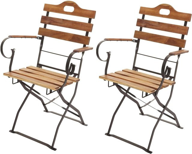 Proregal 2er-Set Biergartenstühle aus Akazienholz in Braun, Klappstühle für Gastronomie und Garten, H x B x T: 88 x 55 x 49 cm, Sitzhöhe: 46 cm - Bild 1